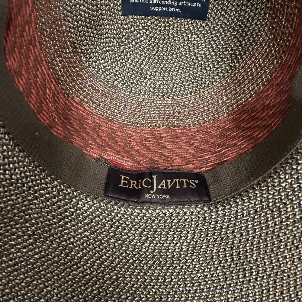 Vintage Eric Javits Straw Hat Southwestern Design Style Wide Brim - Picture 8 of 8